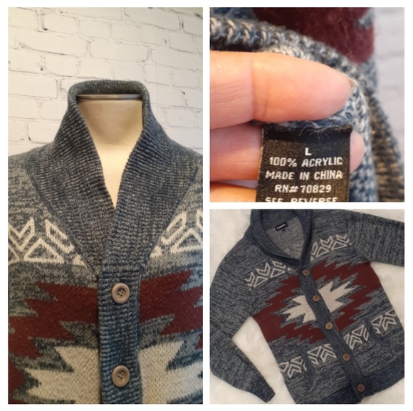 Carbon Sweaters - CARBON VINTAGE TRIBAL PRINT WOMENS CARDIGAN J876